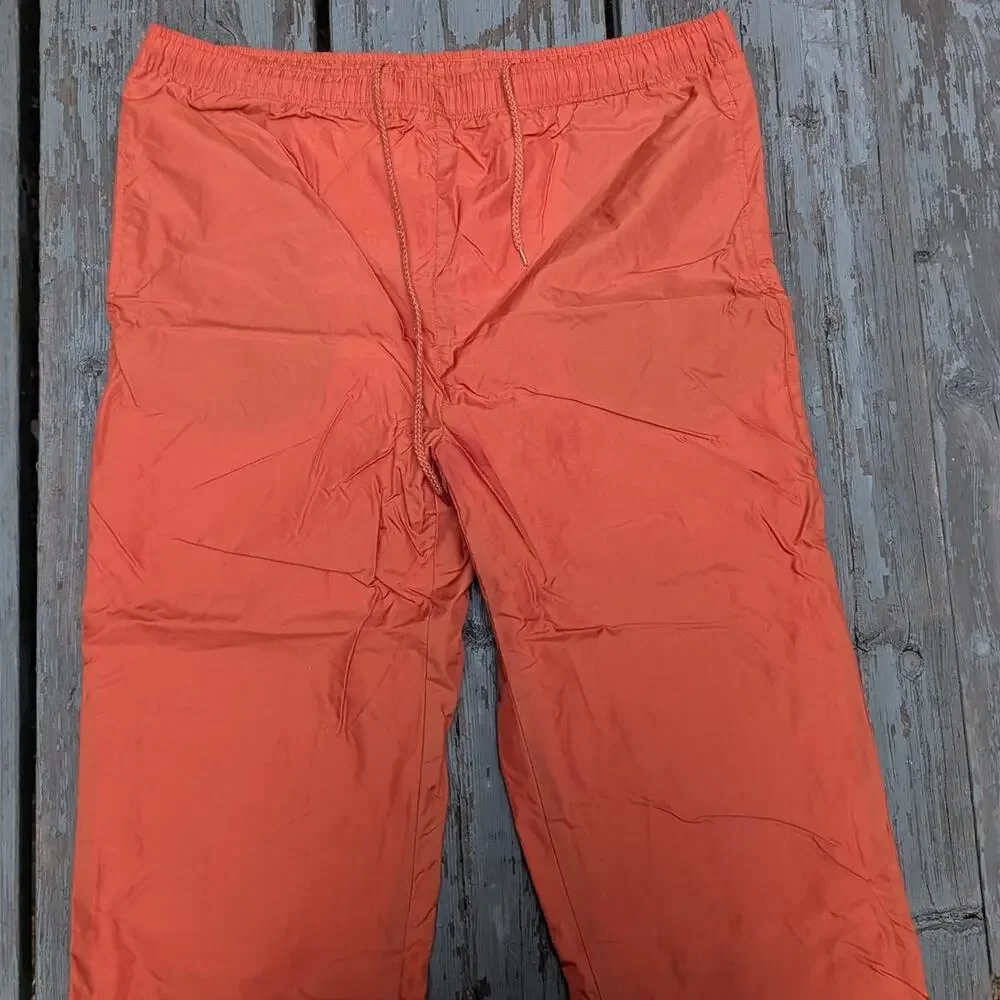 Vintage RAW Men's L Orange Nylon Windpants Y2K Gorpcore Skater Baggy Archive